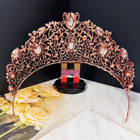 Vintage Handmade Crown, Lavender Crystal Crown, Victorian Tiara, Copper Crown main image 5